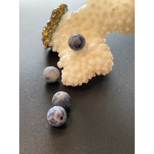 Perles Rondes 6mm SODALITE effet givre