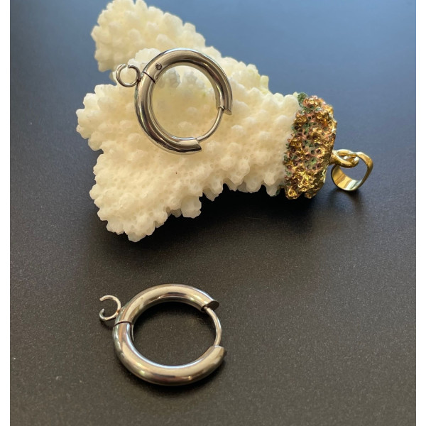 Créoles Rondes avec Anneau d’Accroche 15mm – Acier Inoxydable 316 Argenté