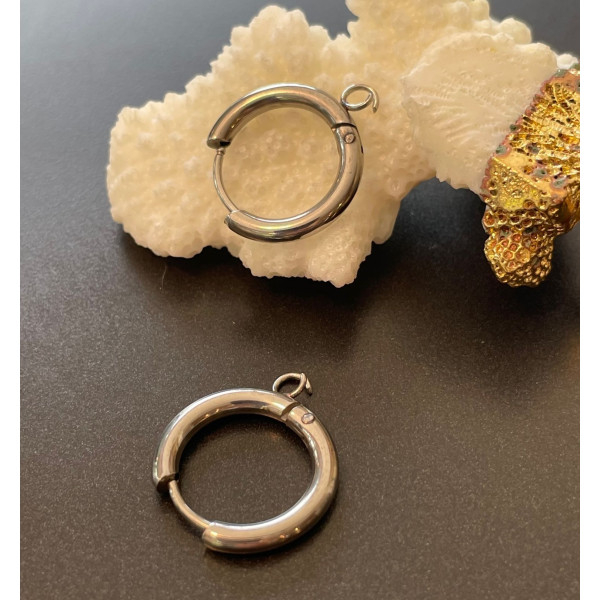 Créoles Rondes avec Anneau d’Accroche 19mm – Acier Inoxydable 316 Argenté