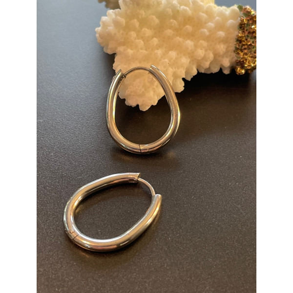 Créoles Gouttes 22 par 18mm – Acier Inoxydable  Argenté