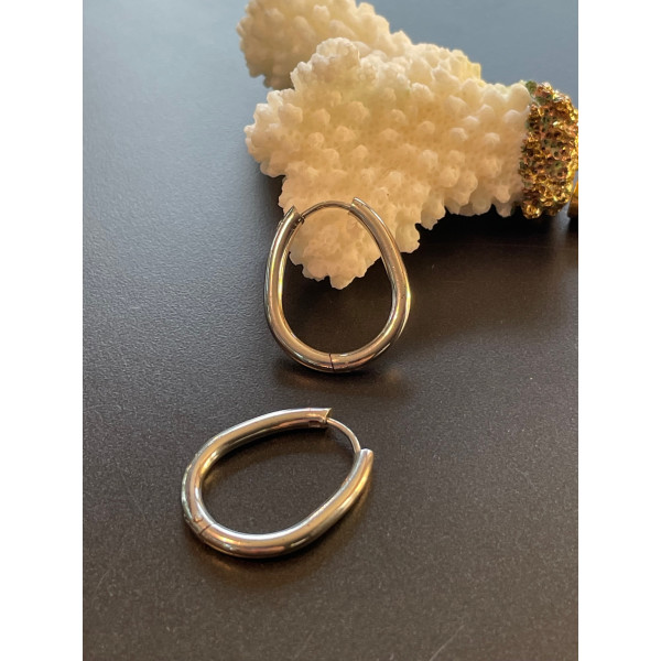 Créoles Gouttes 22 par 18mm – Acier Inoxydable  Argenté