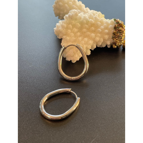 Créoles Gouttes 22 par 18mm – Acier Inoxydable  Argenté