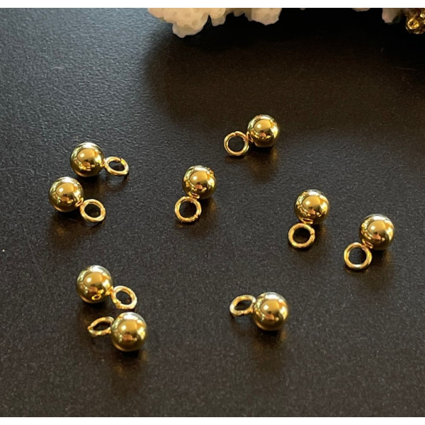 Pendentifs Bille 4mm – Acier Inoxydable Doré 18K
