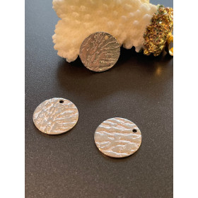 Pendentifs Médaille Texturée 15mm – Acier Inoxydable 304 Argenté