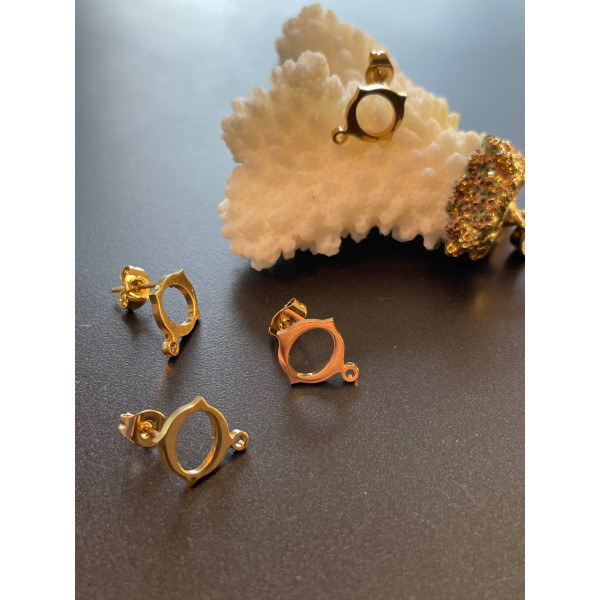 Boucles d’oreille Puce Géométrique 12 mm – Acier Inoxydable 304 Doré IONIQUE