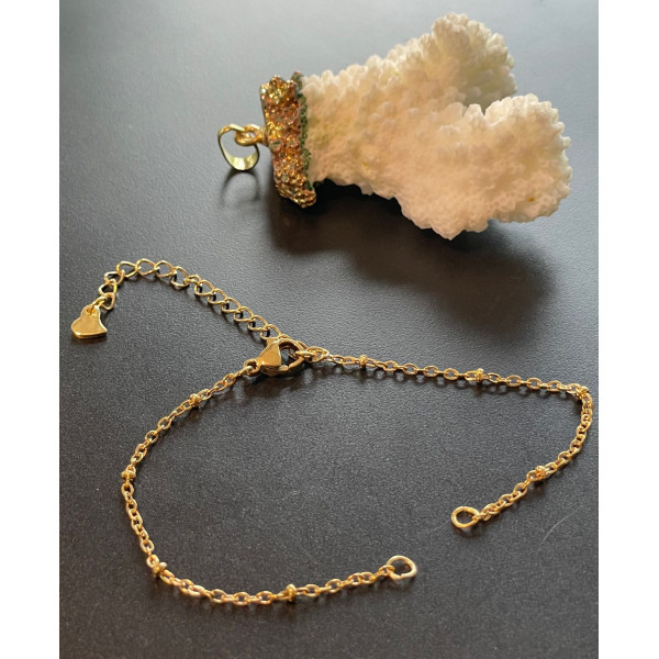 Bracelets Intercalaire 17cm, maille classique et bille 2mm – Acier Inoxydable 304 Doré