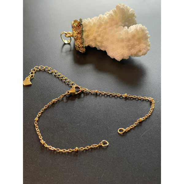 Bracelets Intercalaire 17cm, maille classique et bille 2mm – Acier Inoxydable 304 Doré