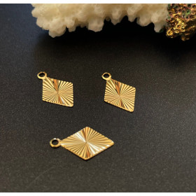 Pendentifs Losange 13mm – Laiton Doré à l'or fin 24K