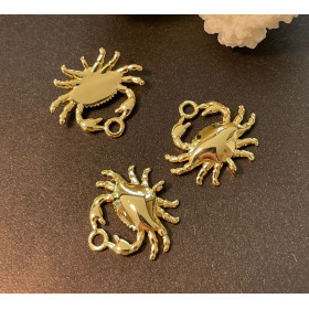 Pendentif Crabe 18mm – Laiton Doré à l'or fin 18K