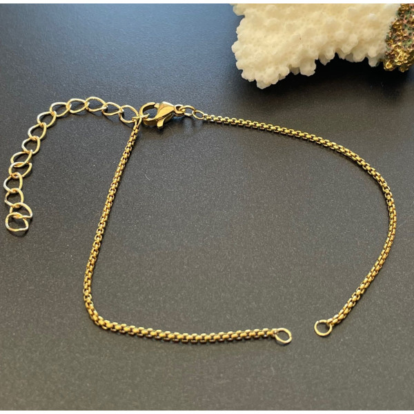 H11JB0078302 – Lot de 1 ou 2 Bracelets Intercalaire 18.5cm, maille vénitienne 1.2 mm – Acier Inoxydable 304 Doré