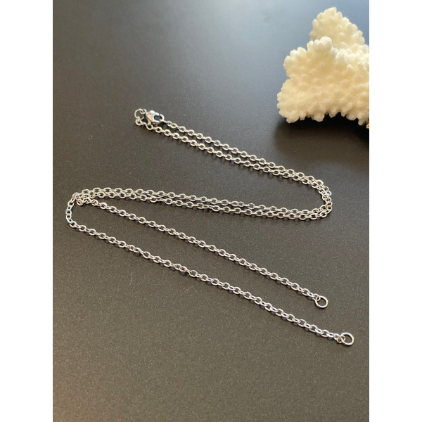 Sautoirs réglables 56 cm pour intercalaire, maille forçat 2mm, Acier Inoxydable 304