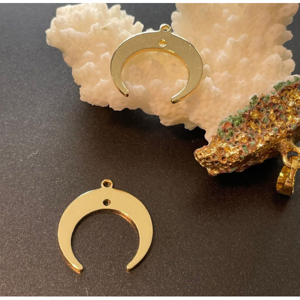 Pendentifs Connecteurs Lune 18 mm – Laiton Doré à l’or fin 14K