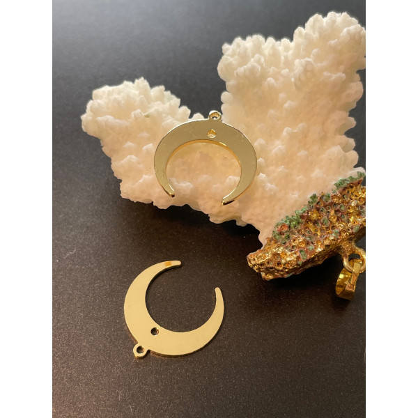 Pendentifs Connecteurs Lune 18 mm – Laiton Doré à l’or fin 14K