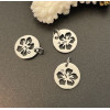 Pendentifs avec anneau, Médaille Fleurs d’Hibiscus 11,5 mm – Acier Inoxydable 304 Argenté