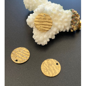 Pendentifs médaille Texturée 15 mm – Acier inoxydable 304 doré