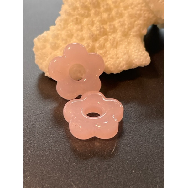 Pendentifs forme fleur 16mm, Verre coloris Rose