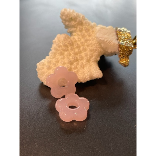 Pendentifs forme fleur 16mm, Verre coloris Rose
