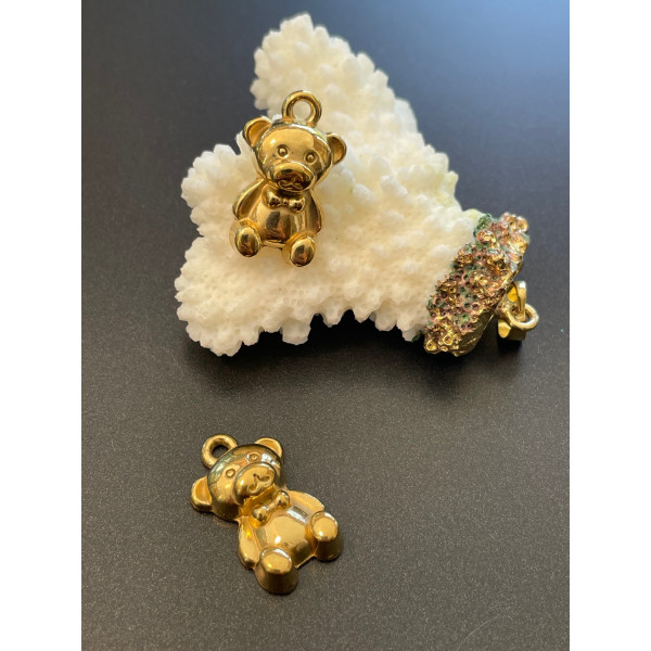 Pendentifs Ourson 3D 22 mm – Acier Inoxydable 304 Doré à l’or fin 18K, IONIQUE