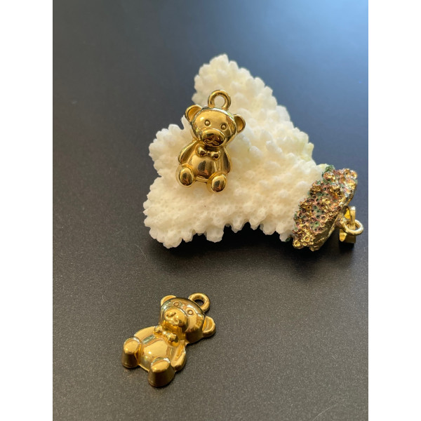 Pendentifs Ourson 3D 22 mm – Acier Inoxydable 304 Doré à l’or fin 18K, IONIQUE