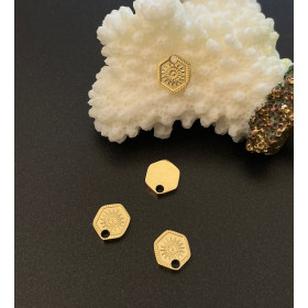 Pendentifs Hexagone et Soleil 8 mm – Acier Inoxydable 316L Doré à l’or fin 18K, IONIQUE