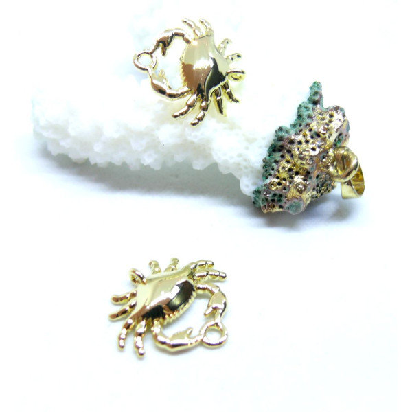 Pendentif Crabe 18mm – Laiton Doré à l'or fin 18K