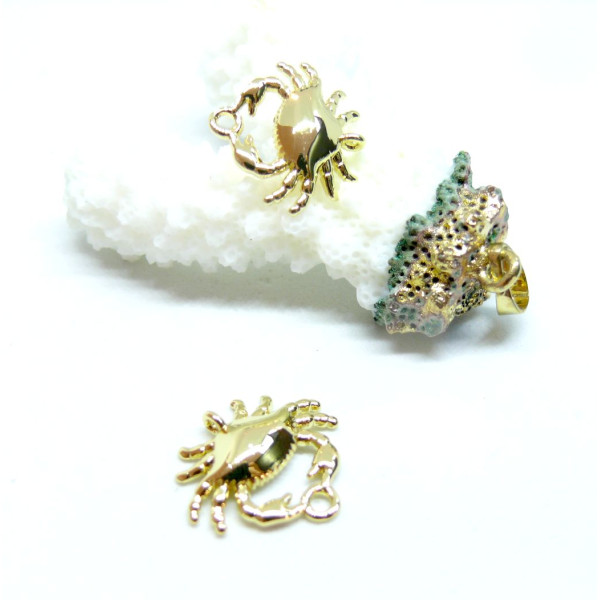 Pendentif Crabe 18mm – Laiton Doré à l'or fin 18K