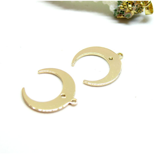 Pendentifs Connecteurs Lune 18 mm – Laiton Doré à l’or fin 14K