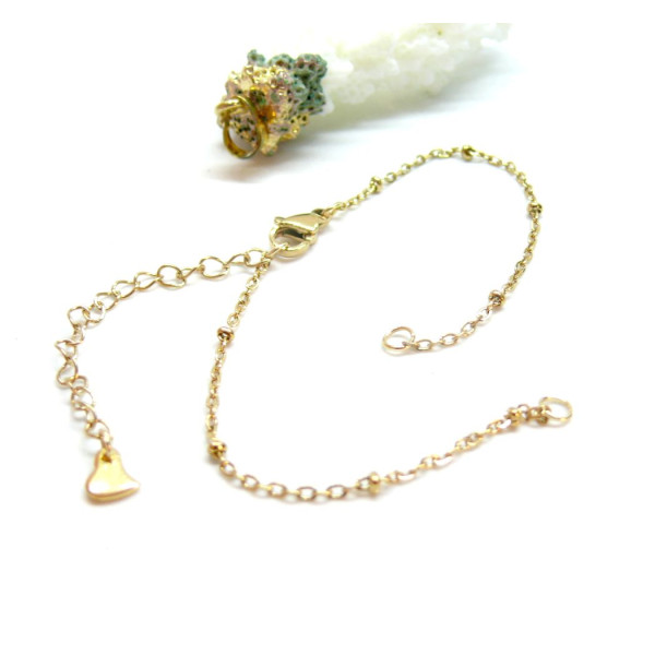 Bracelets Intercalaire 17cm, maille classique et bille 2mm – Acier Inoxydable 304 Doré