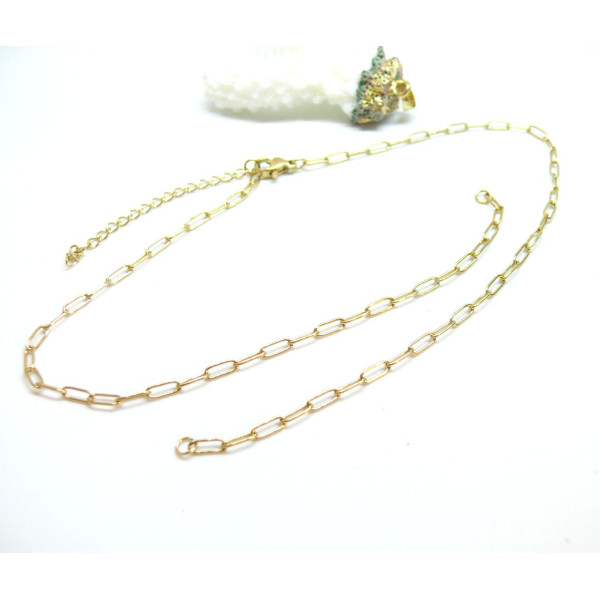 Collier réglable 39 cm maille rectangle 6,5 mm – Acier Inoxydable 304 Doré