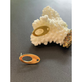 Boucles d’oreilles Puce Ovales Travaillées  avec trou– Acier Inoxydable 304 – Finition dorée