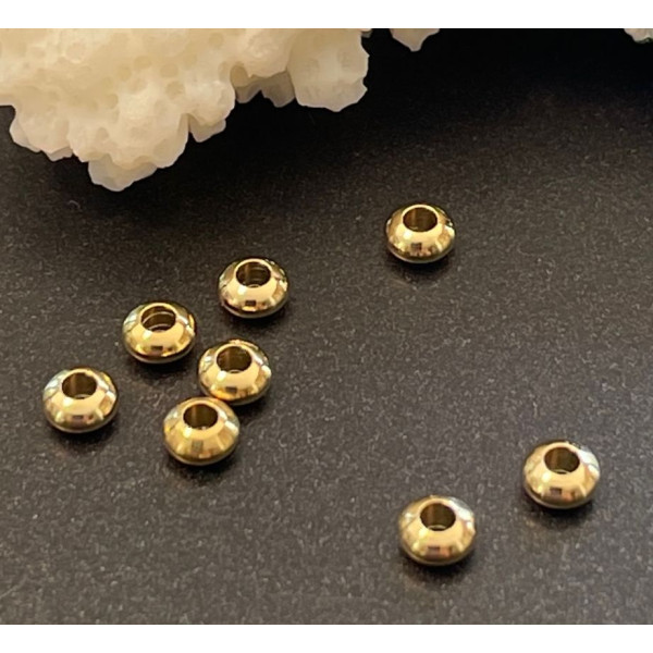 Perles Intercalaires Rondelles 3,5 mm – Métal doré à l’or fin 24K