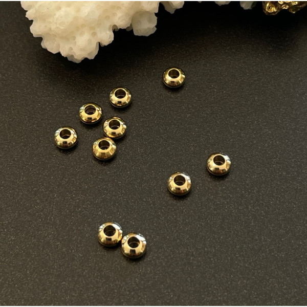 Perles Intercalaires Rondelles 3,5 mm – Métal doré à l’or fin 24K