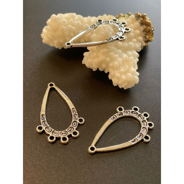 Pendentifs multiconnecteur Goutte Métal Argent Antique