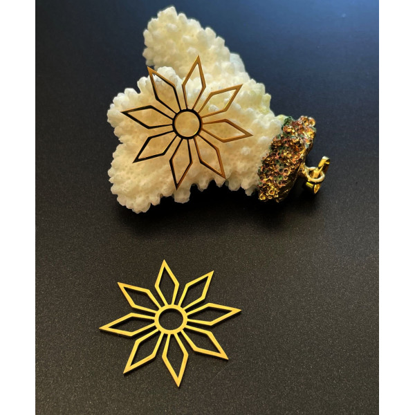 H11T049T6722 – Lot de 1 Pendentif Fleur Géométrique 29 mm – Acier Inoxydable 304 Doré