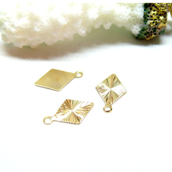 Pendentifs Losange 13mm – Laiton Doré à l'or fin 24K