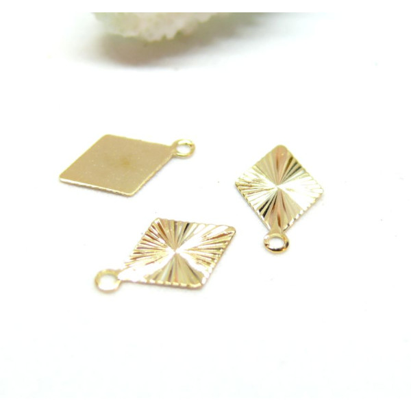 Pendentifs Losange 13mm – Laiton Doré à l'or fin 24K