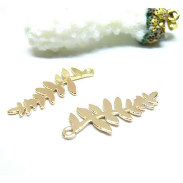 Pendentifs Feuille 28,5 mm – Laiton Doré à l’or fin 18K