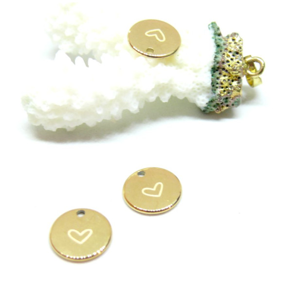 Pendentif Médaillon Coeur 12mm – Acier Inoxydable 304 Doré