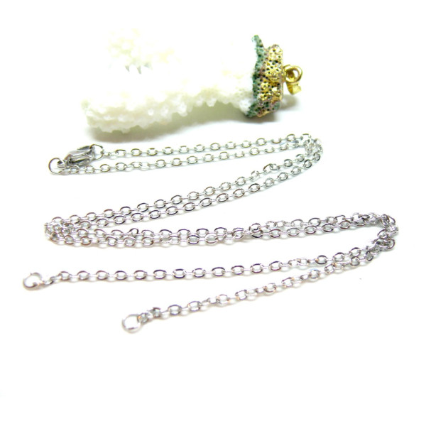 Sautoirs réglables 56 cm pour intercalaire, maille forçat 2mm, Acier Inoxydable 304 Argenté