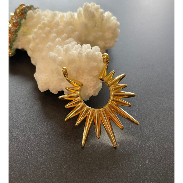 Pendentif Connecteur Soleil Géométrique 33mm Acier Inoxydable 304 Doré 18K PVD