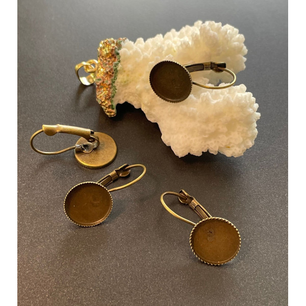 Boucles d'oreille Dormeuse Plateau 14mm – Laiton Bronze