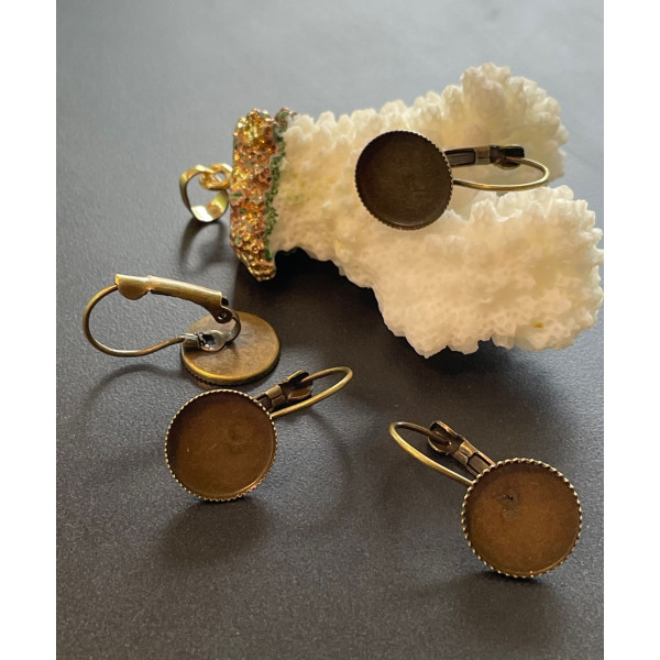 Boucles d’oreille dormeuse Plateau Rond 12mm – Laiton Bronze