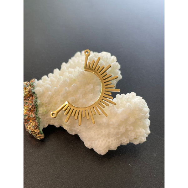 Pendentif Connecteur Soleil 30mm – Acier Inoxydable 304 Doré Placage Ionique