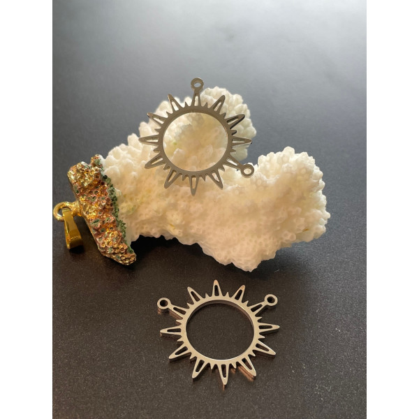 Pendentifs Connecteur Soleil 30mm – Acier Inoxydable 304 Argenté Placage Ionique