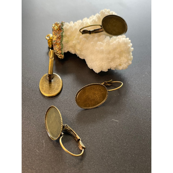 Boucles d’Oreille Dormeuse Plateau Métal Bronze 13x18mm