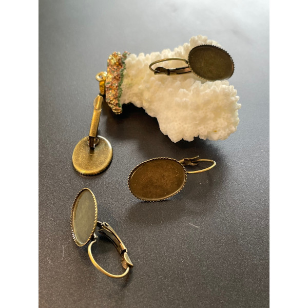Boucles d’Oreille Dormeuse Plateau Métal Bronze 13x18mm