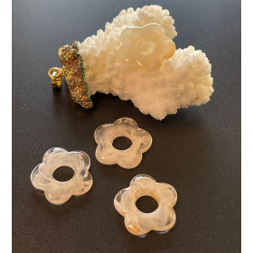 Pendentifs Fleur Résine Acrylique 19mm – Marbré Crème