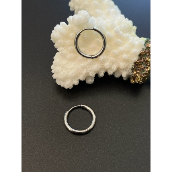 Créoles Rondes 13mm, épaisseur 1.6mm – Acier Inoxydable 304 Argenté