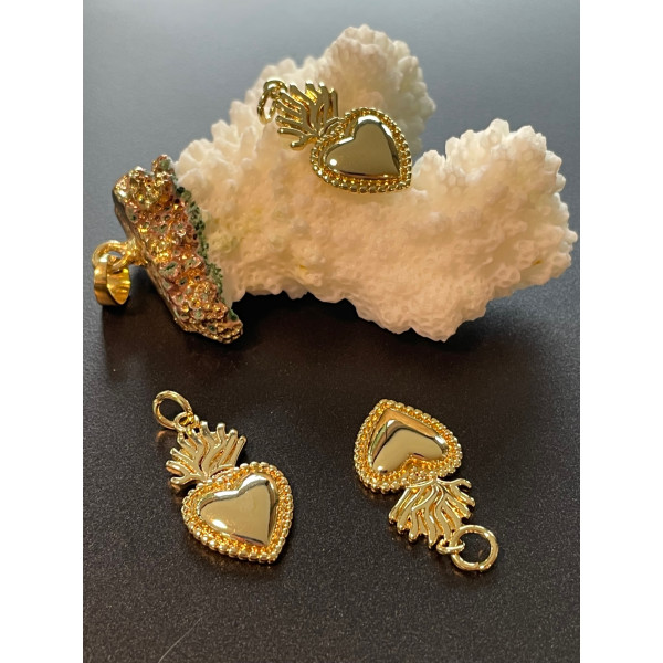 Pendentif Cœur Ex Voto 22 mm – Laiton finition Doré