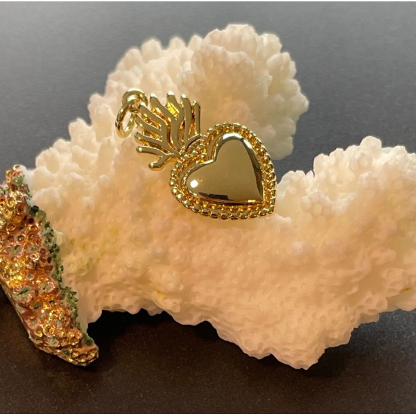 Pendentif Cœur Ex Voto 22 mm – Laiton finition Doré